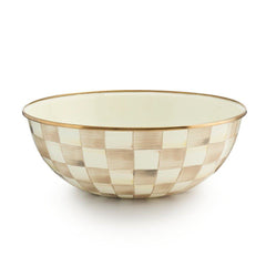 MacKenzie-Childs Mocha Check Enamel Extra Large Everyday Bowl