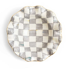 MacKenzie-Childs Sterling Check Medium Ceramic Fluted Serving Bowl