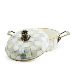 MacKenzie-Childs Sterling Check Enamel 3 Quart Casserole