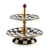 MacKenzie-Childs Courtly Check Enamel Two Tier Sweet Stand