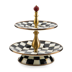 MacKenzie-Childs Courtly Check Enamel Two Tier Sweet Stand