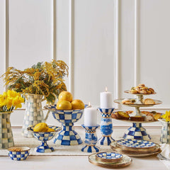MacKenzie-Childs Royal Check Enamel Compote – Large