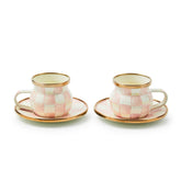 MacKenzie-Childs Rosy Check Espresso Cup & Saucer Set