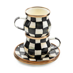 MacKenzie-Childs Courtly Check Enamel Espresso Cup & Saucer Set