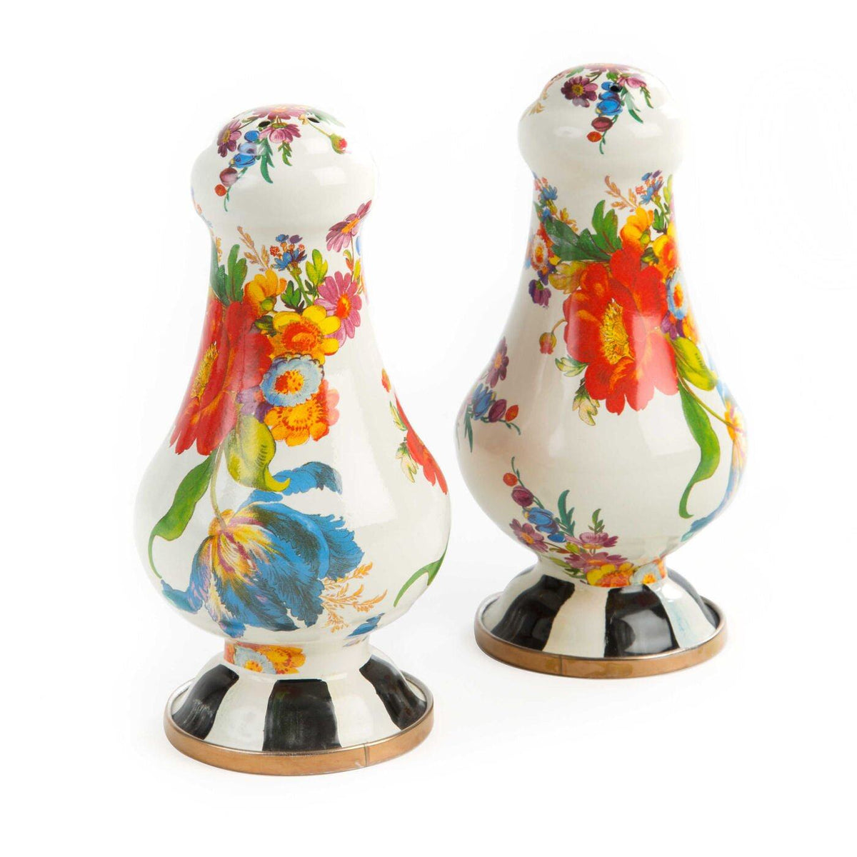 MacKenzie-Childs Flower Market White Salt & Pepper Shakers – Large