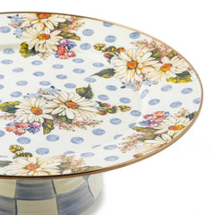 MacKenzie-Childs Wildflowers Blue Large Pedestal Platter