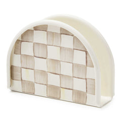 MacKenzie-Childs Mocha Check Enamel Napkin Holder