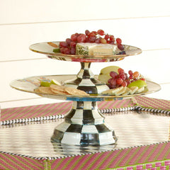 MacKenzie-Childs Flower Market Enamel Large Pedestal Platter – White