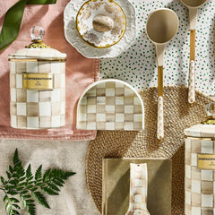 MacKenzie-Childs Mocha Check Enamel Napkin Holder