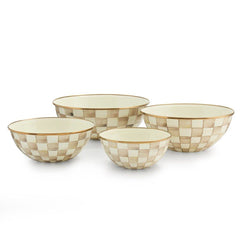 MacKenzie-Childs Mocha Check Enamel Large Everyday Bowl