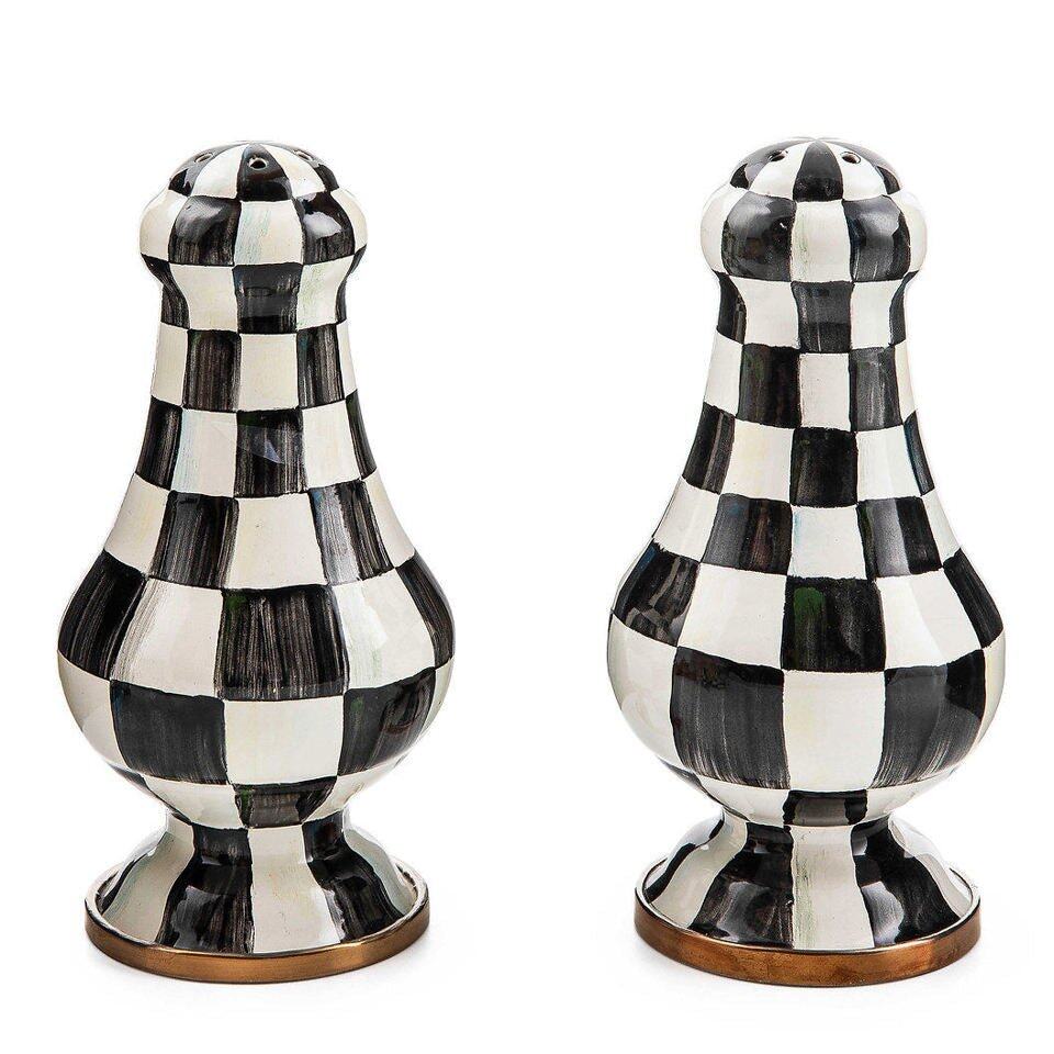 MacKenzie-Childs Courtly Check Enamel Large Salt & Pepper Shakers