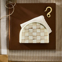 MacKenzie-Childs Mocha Check Enamel Napkin Holder