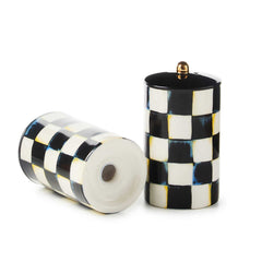 MacKenzie-Childs Courtly Check Farmhouse Salt & Pepper Shakers
