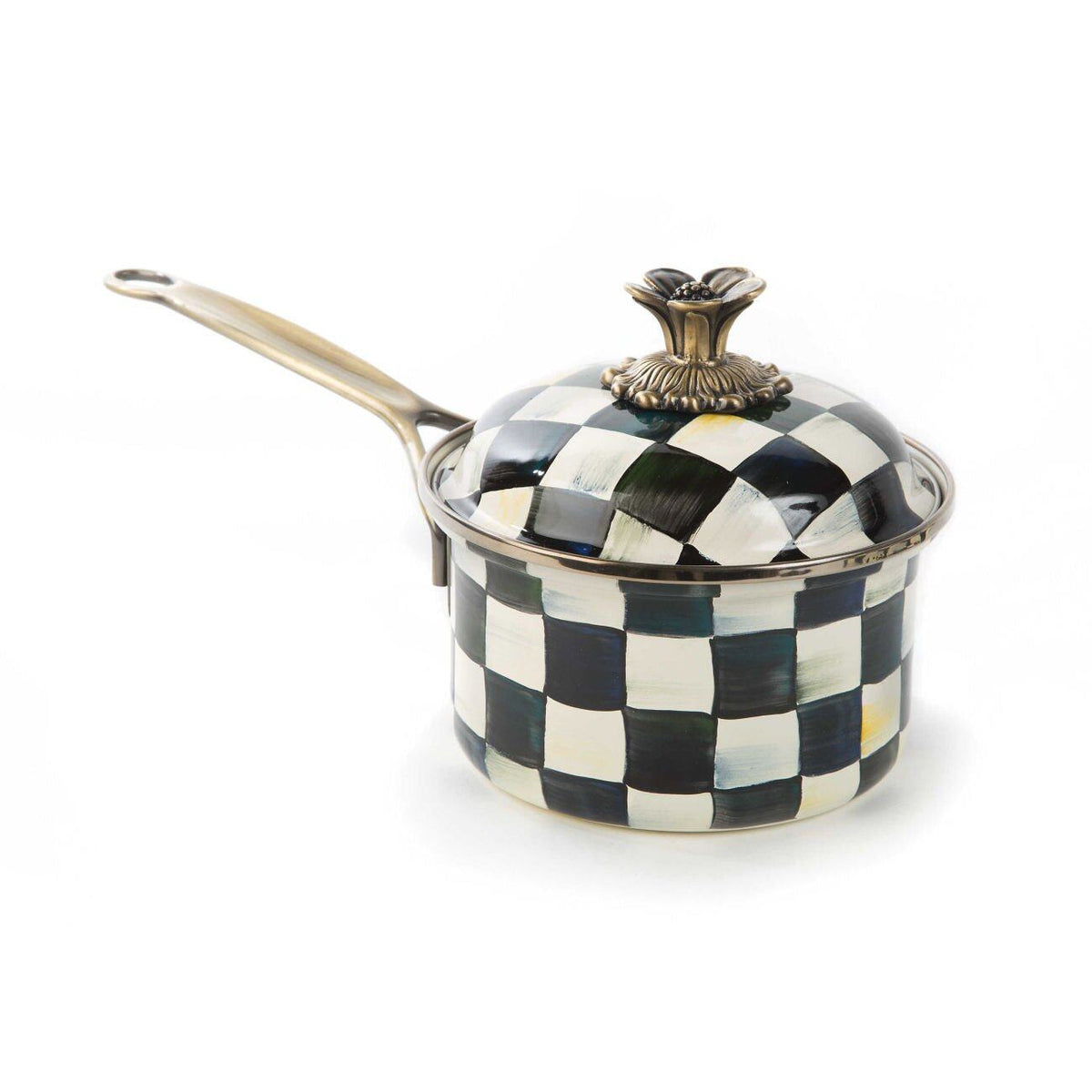 MacKenzie-Childs Courtly Check Enamel 1 Quart Saucepan