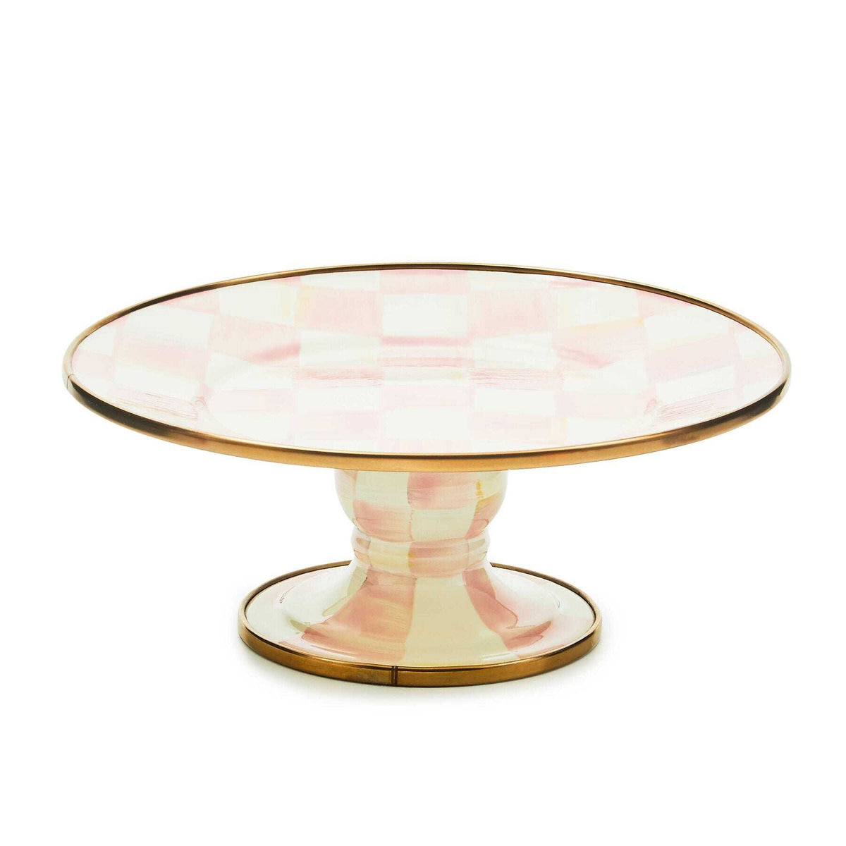 MacKenzie-Childs Rosy Check Enamel Mini Pedestal Platter