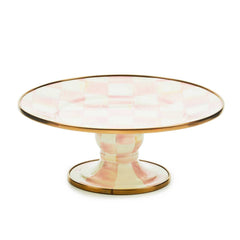 MacKenzie-Childs Rosy Check Enamel Mini Pedestal Platter