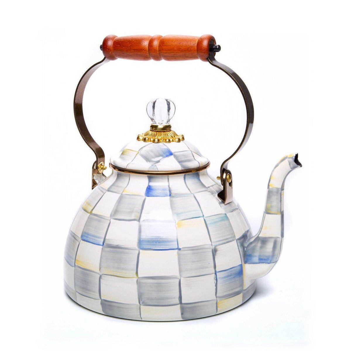 MacKenzie-Childs Sterling Check Enamel Tea Kettle – 2.84 L