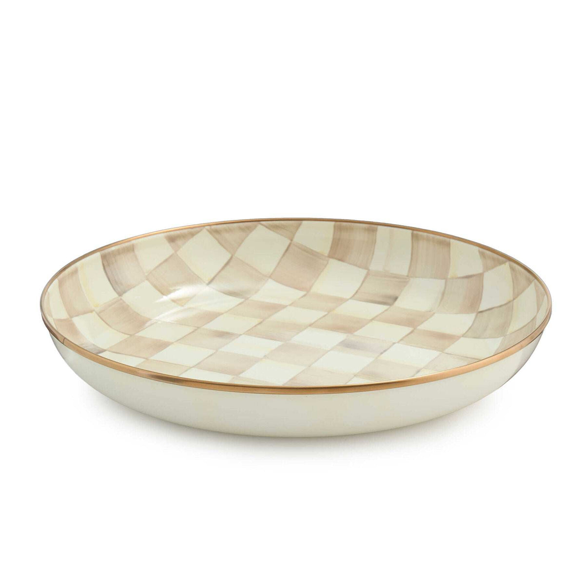 MacKenzie-Childs Mocha Check Enamel Abundant Bowl