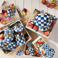 MacKenzie-Childs Royal Check Blue Enamel Butter Box
