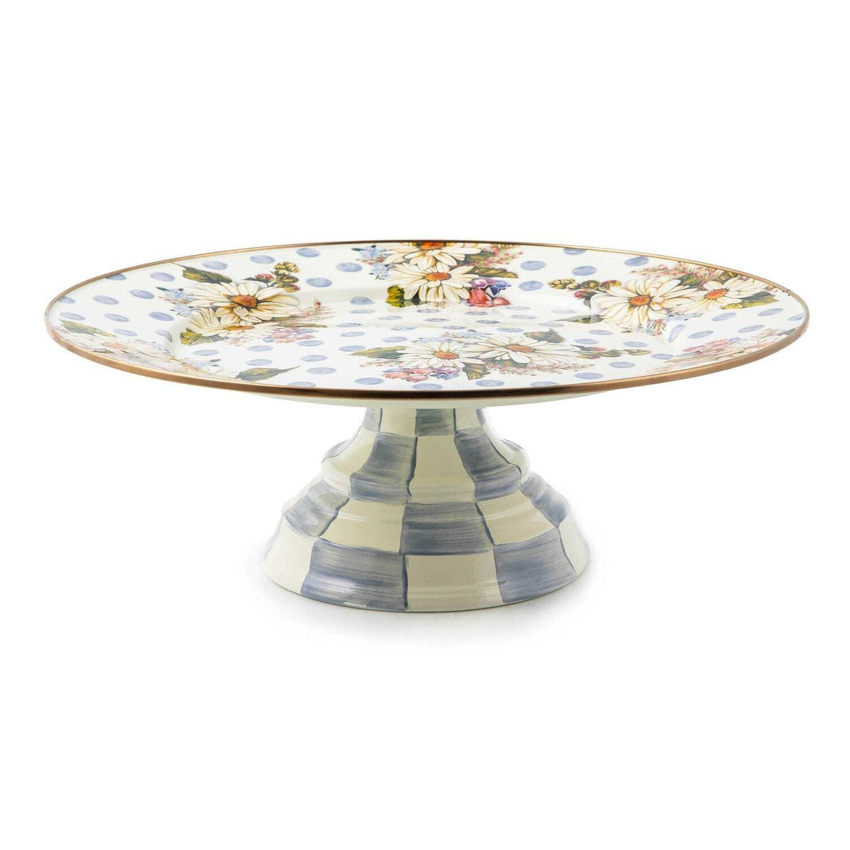 MacKenzie-Childs Wildflowers Blue Large Pedestal Platter