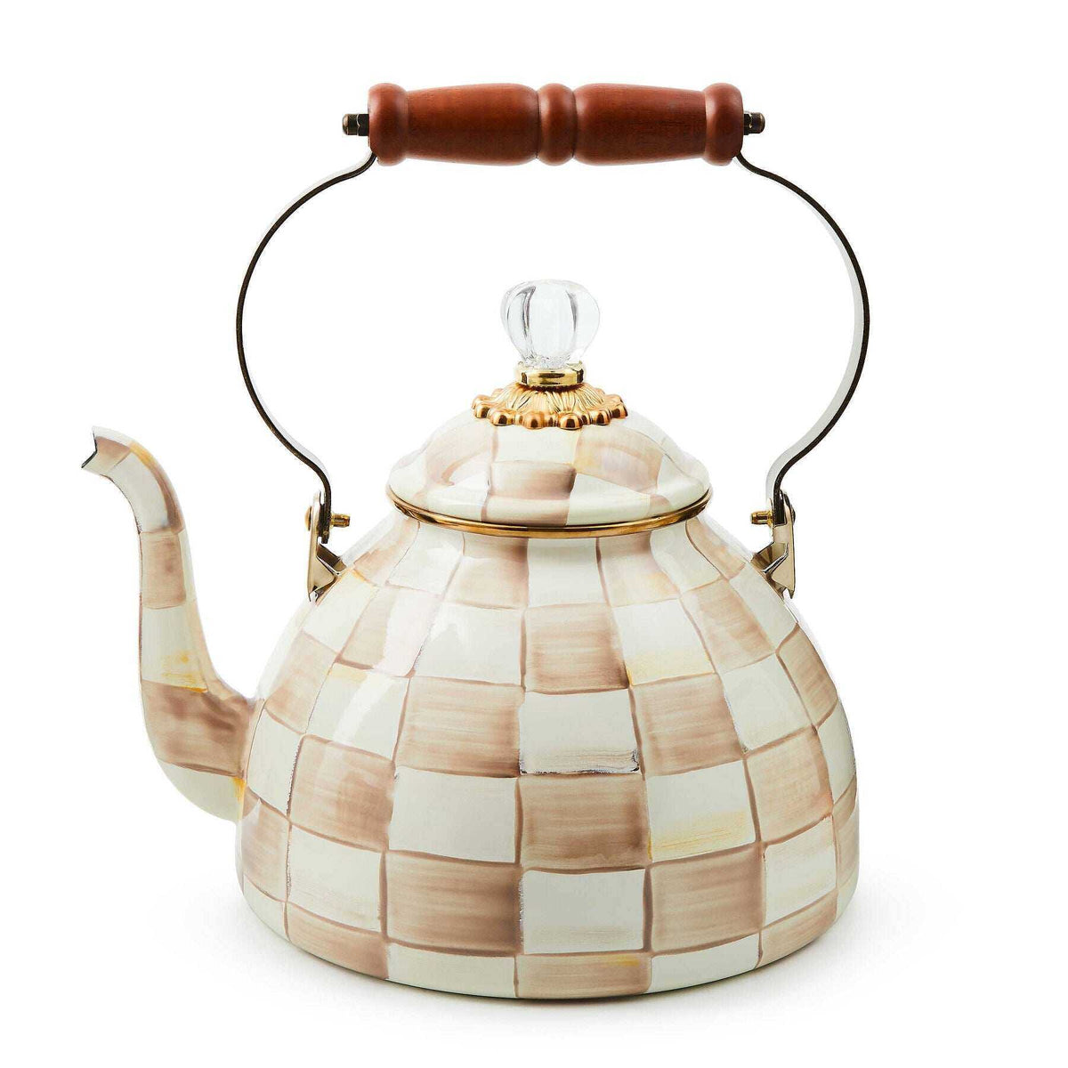 MacKenzie-Childs Mocha Check Enamel Tea Kettle – 2.84 L