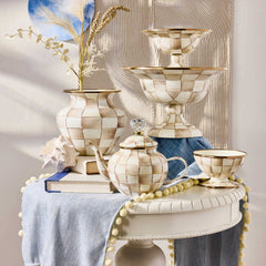 MacKenzie-Childs Mocha Check Enamel Small Compote