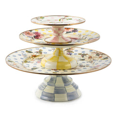 MacKenzie-Childs Wildflowers Enamel Small Pedestal Platter – Yellow