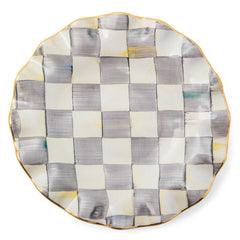 MacKenzie-Childs Sterling Check Ceramic Fluted Dessert Plate