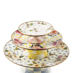 MacKenzie-Childs Wildflowers Blue Large Pedestal Platter