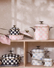 MacKenzie-Childs Rosy Check Enamel 5 Quart Casserole