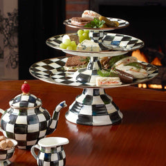 MacKenzie-Childs Courtly Check Enamel Pedestal Platter – Small