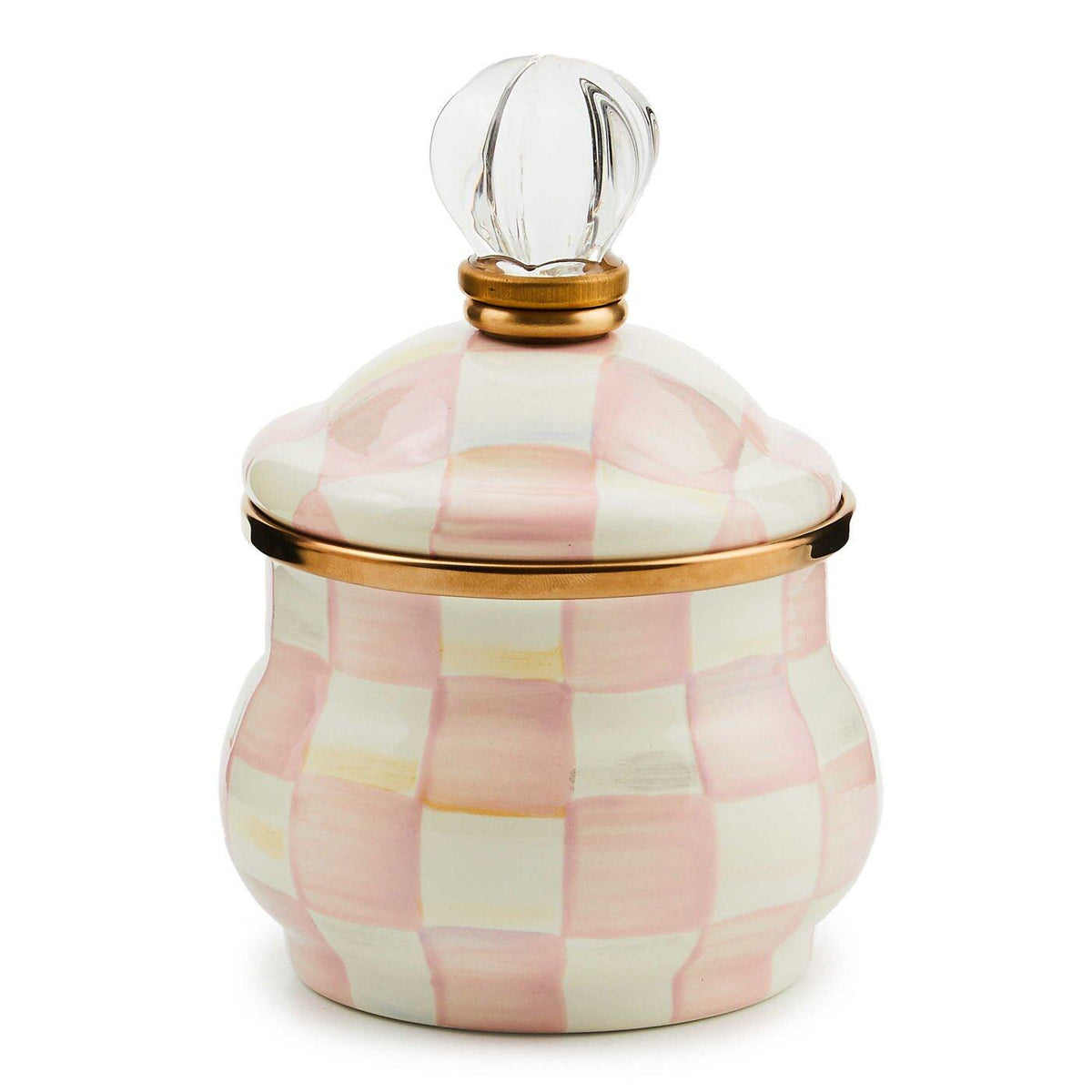 MacKenzie-Childs Rosy Check Lidded Sugar Bowl