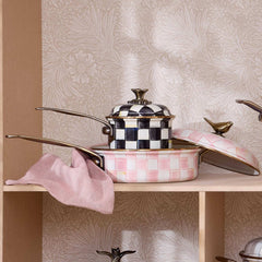 MacKenzie-Childs Rosy Check Enamel 3 Quart Saute Pan