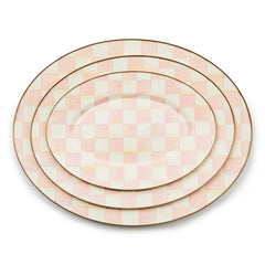 MacKenzie-Childs Rosy Check Enamel Small Oval Platter