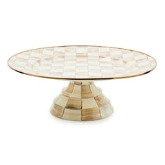 MacKenzie-Childs Mocha Check Enamel Large Pedestal Platter
