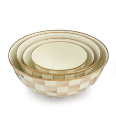 MacKenzie-Childs Mocha Check Enamel Small Everyday Bowl