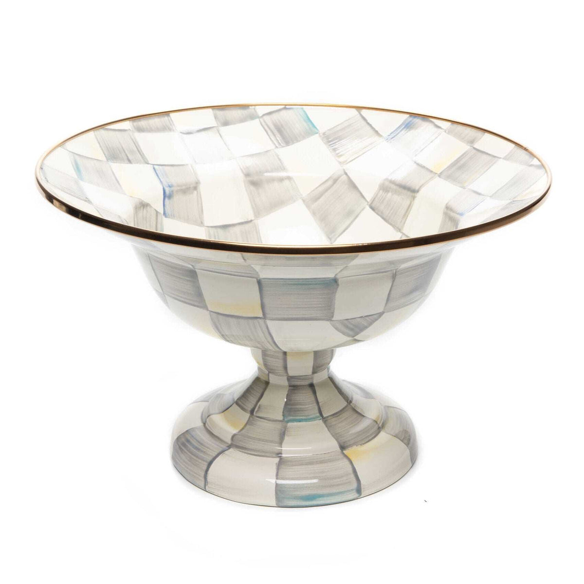 MacKenzie-Childs Sterling Check Enamel Compote – Large