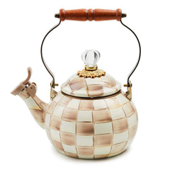 MacKenzie-Childs Mocha Check Whistling Tea Kettle