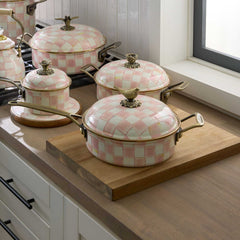 MacKenzie-Childs Rosy Check Enamel 5 Quart Casserole