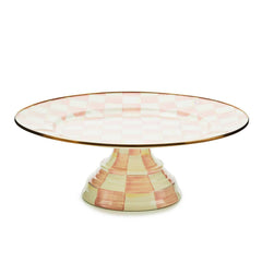 MacKenzie-Childs Rosy Check Enamel Large Pedestal Platter