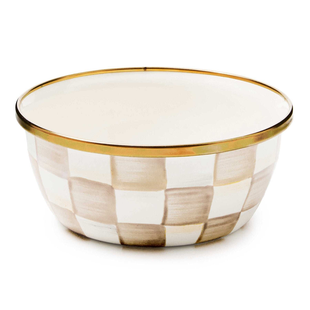 MacKenzie-Childs Mocha Check Enamel Pinch Bowl