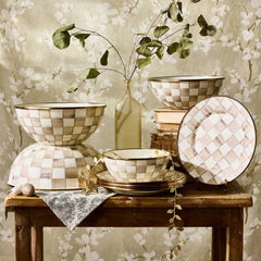 MacKenzie-Childs Mocha Check Enamel Small Everyday Bowl