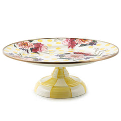 MacKenzie-Childs Wildflowers Enamel Small Pedestal Platter – Yellow