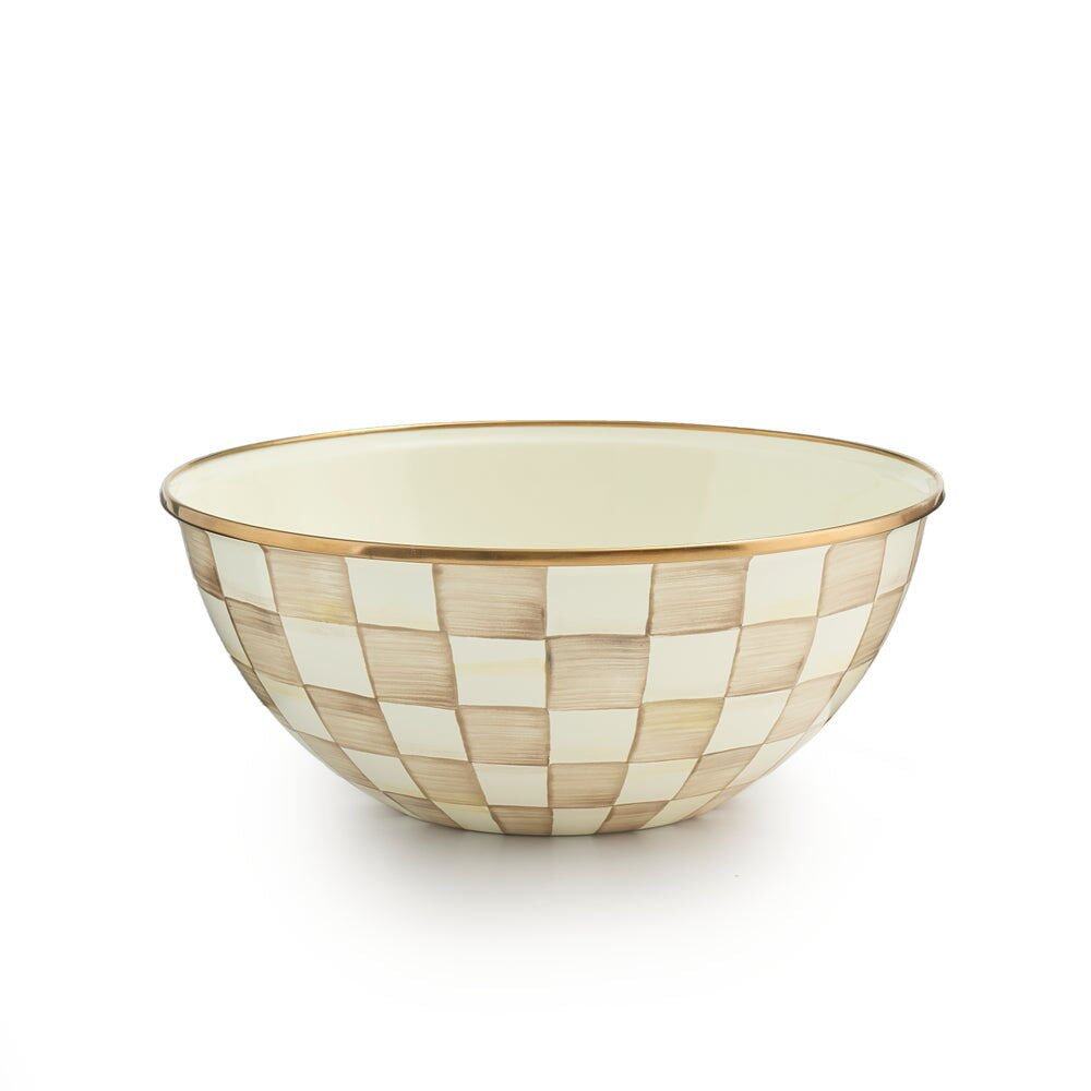 MacKenzie-Childs Mocha Check Enamel Large Everyday Bowl