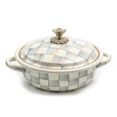 MacKenzie-Childs Sterling Check Enamel Casserbole – Medium