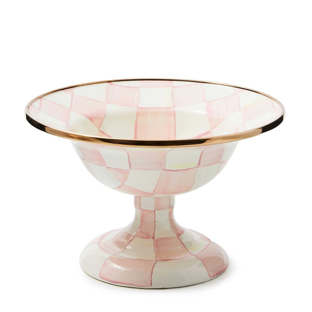 MacKenzie-Childs Rosy Check Enamel Small Compote