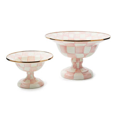 MacKenzie-Childs Rosy Check Enamel Small Compote