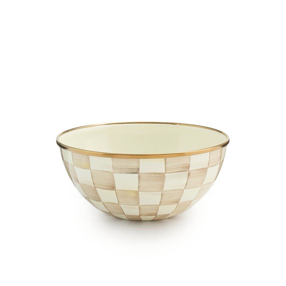 MacKenzie-Childs Mocha Check Enamel Small Everyday Bowl