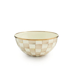 MacKenzie-Childs Mocha Check Enamel Small Everyday Bowl