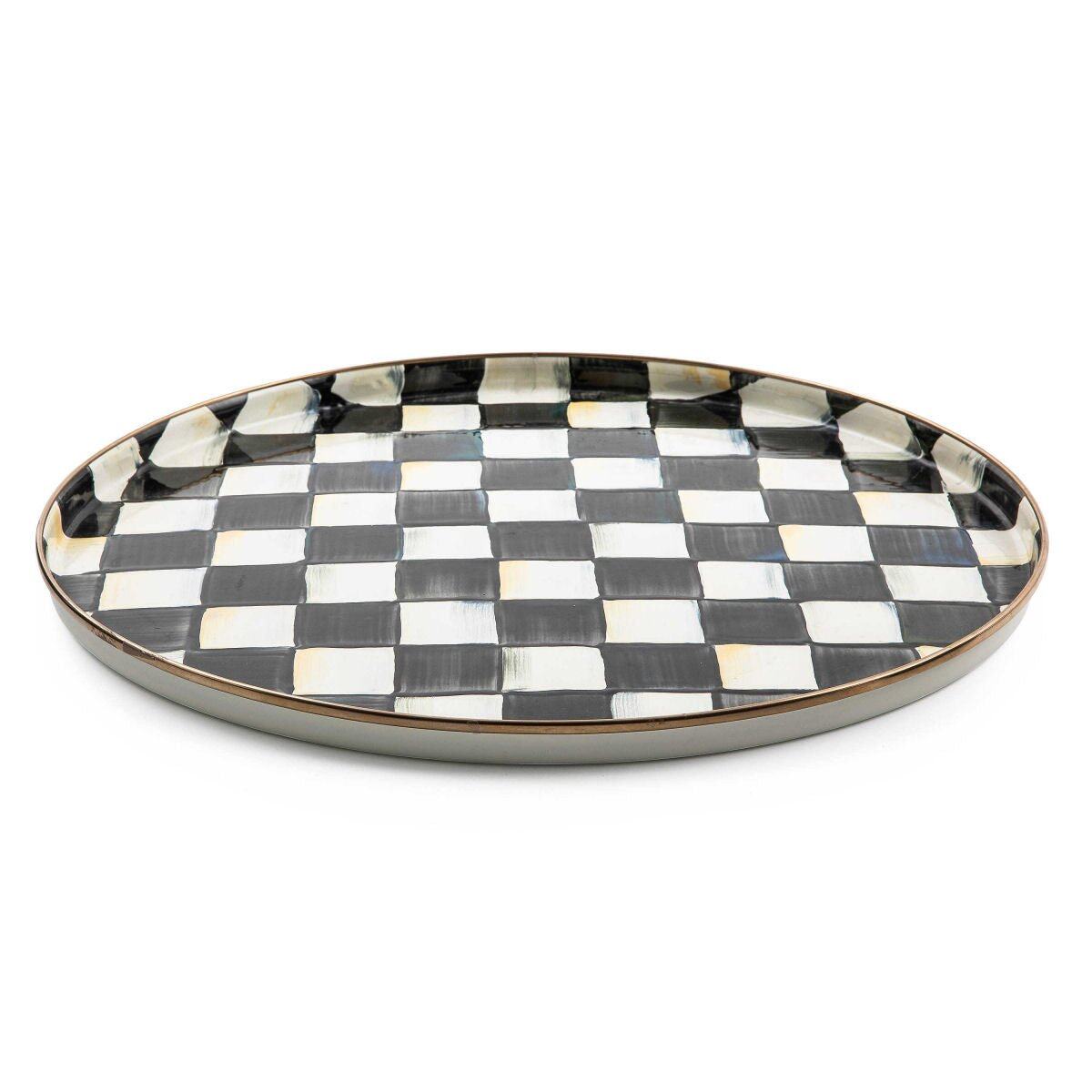 MacKenzie-Childs Courtly Check Enamel Round Tray